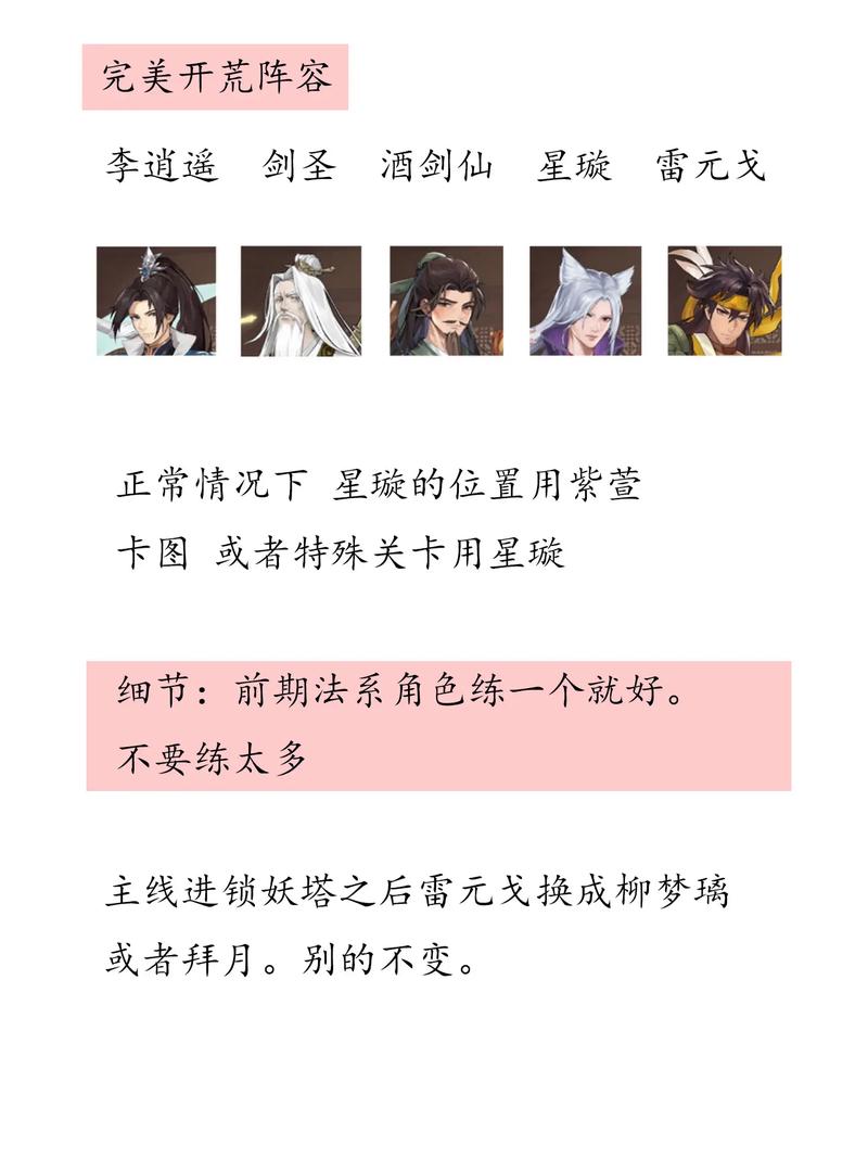 仙剑世界新手必备，开荒超强阵容推荐指南